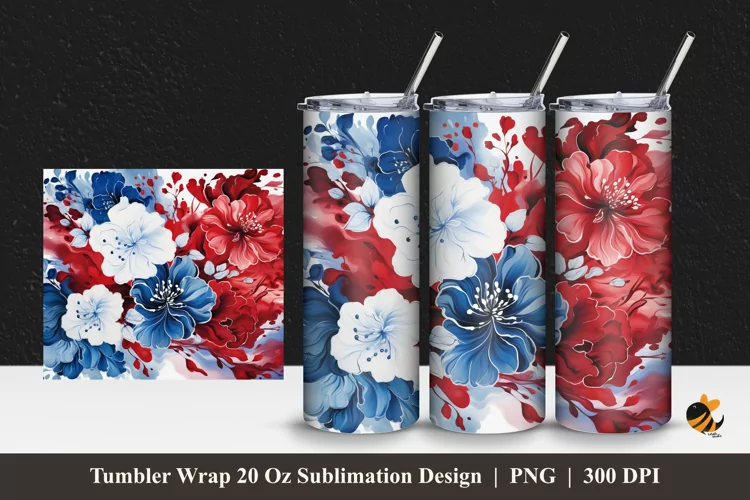 Beauty Foral Batik Tumbler Wrap Sublimation Design 1