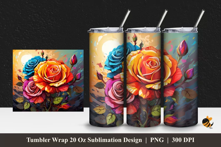 Rose At Garden Tumbler Wrap Sublimation Design 1