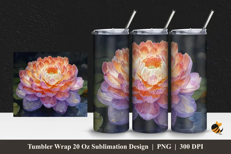 Growing Flower Tumbler Wrap Sublimation Design 1