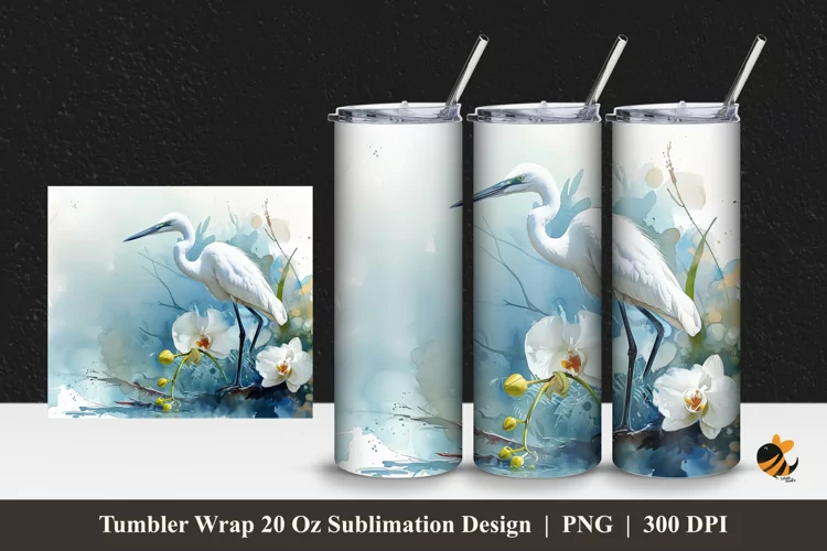 Wild Stork Tumbler Wrap Sublimation Design 1