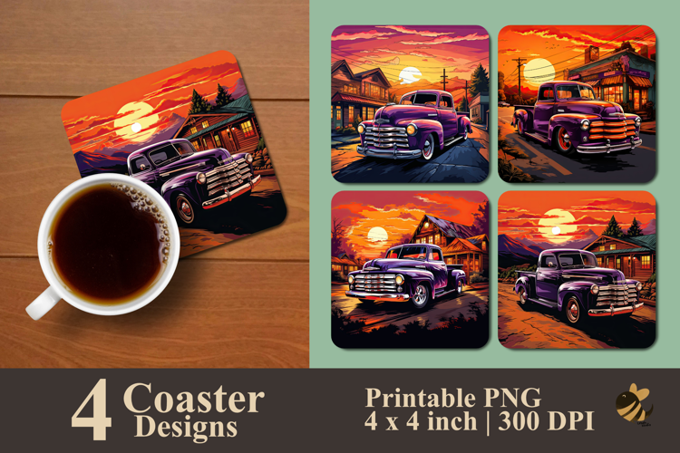 Purple Pick Up On The Way Coaster Sublimation Design