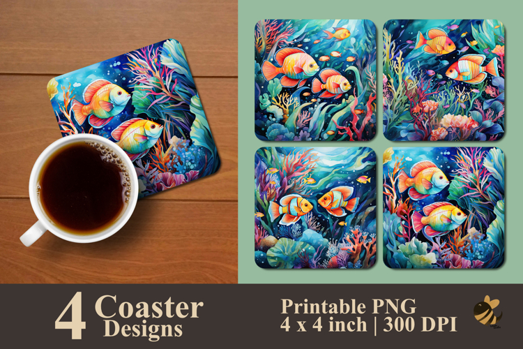 Wrasse Rainbow Reef Coaster Sublimation Design