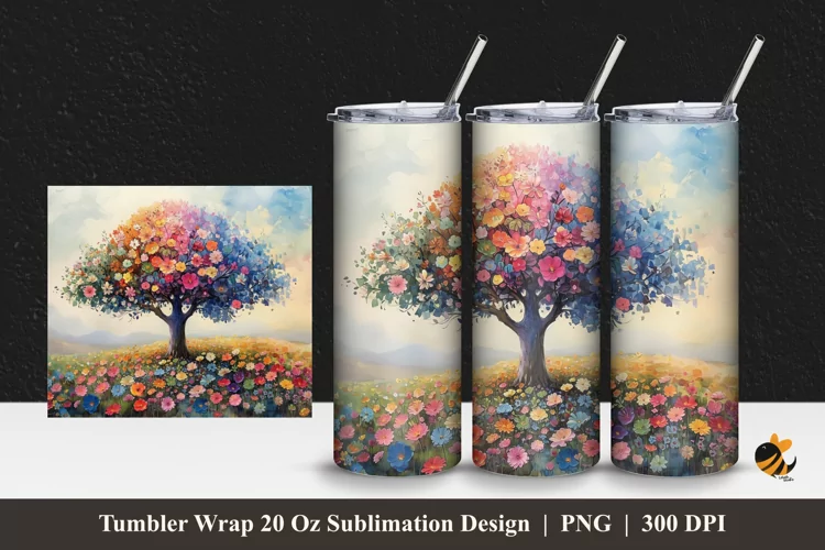 Miracle Garden Tumbler Wrap Sublimation Design 1