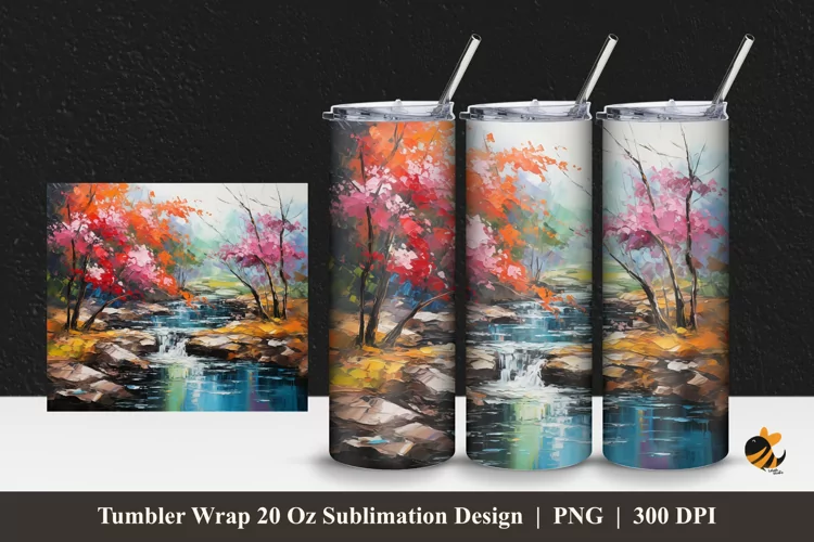 Nature Harmony Tumbler Wrap Sublimation Design 1