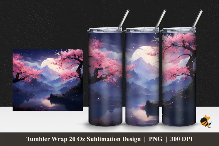 Beautiful Night Tumbler Wrap Sublimation Design 1