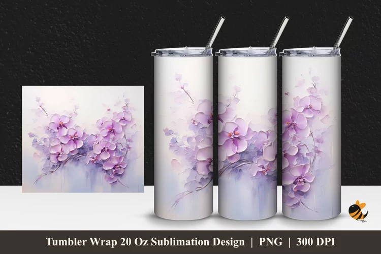 Romantic Flower Tumbler Wrap Sublimation Design 1