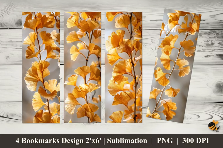 Ginkgo Leaves Bookmark Sublimation Design
