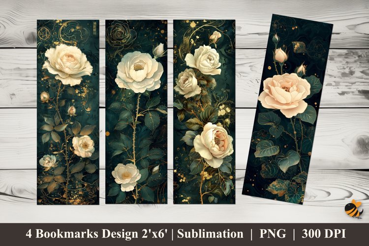 Elegant With Rose Bookmarks Sublimation Design example image 1