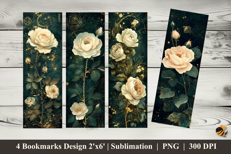 Elegant With Rose Bookmarks Sublimation Design