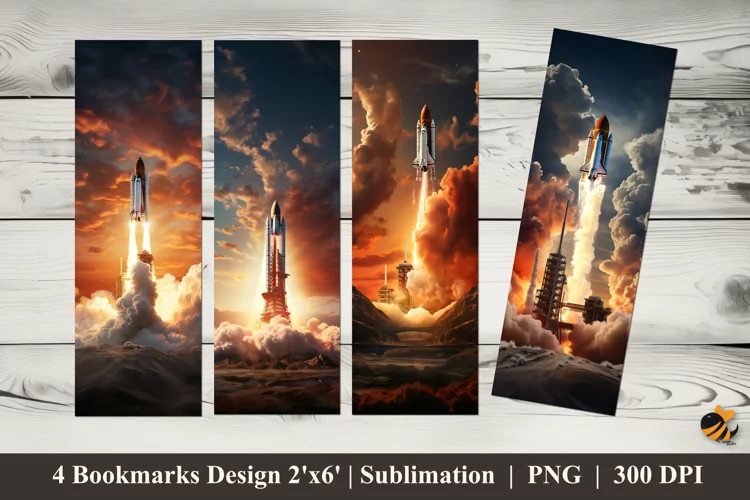 Space Launch Bookmarks Sublimation Design