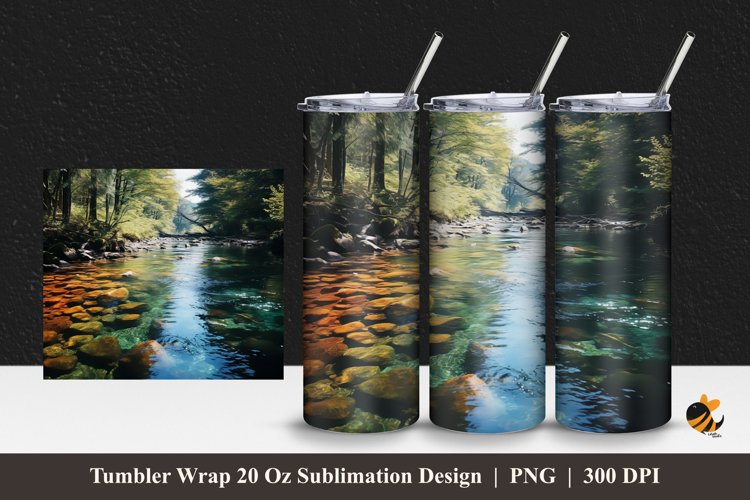 Forest River Tumbler Wrap Sublimation Design 1