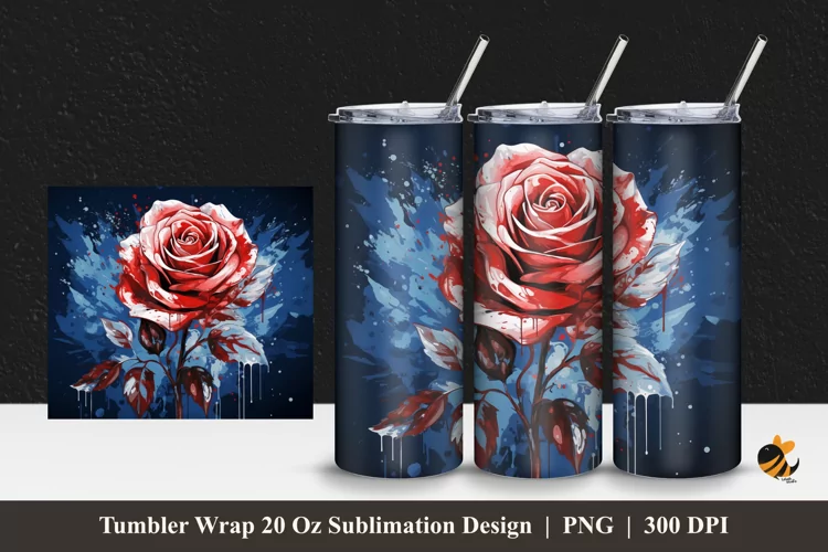 Rare Rose Tumbler Wrap Sublimation Design 1