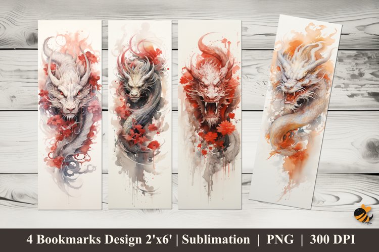 Chinese Dragon Bookmarks Sublimation Design example image 1