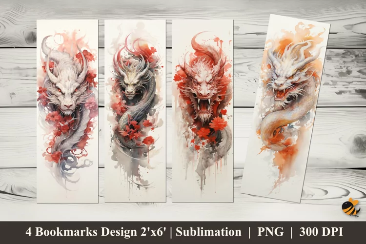 Chinese Dragon Bookmarks Sublimation Design