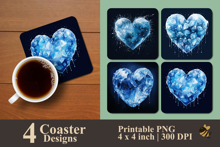 Frozen Ice Love Coaster Sublimation Design
