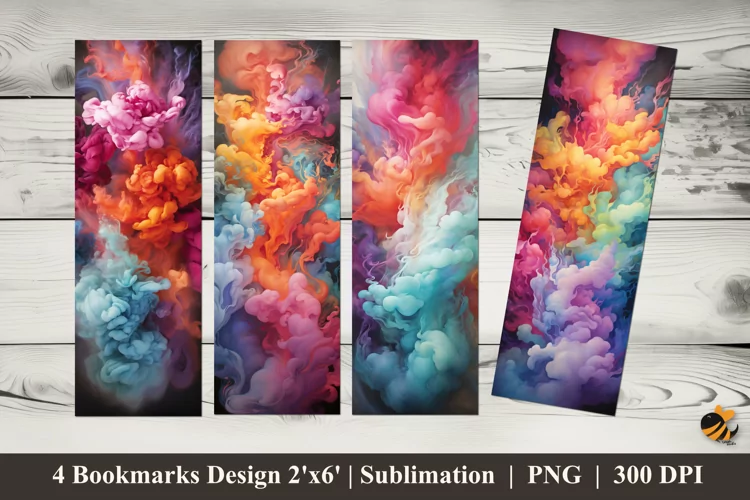Pastel Color Smoke Bookmarks Sublimation Design