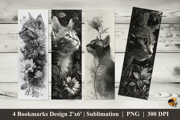 Cat Painting Bookmarks Sublimation Design