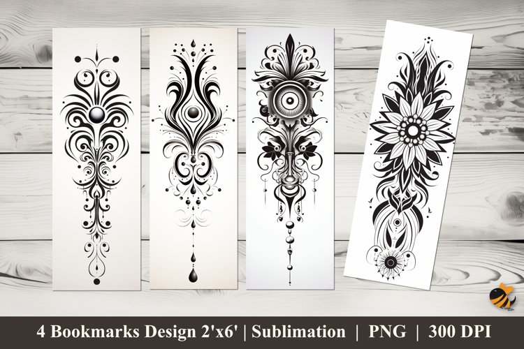 Boho Tattoo Bookmarks Sublimation Design example image 1
