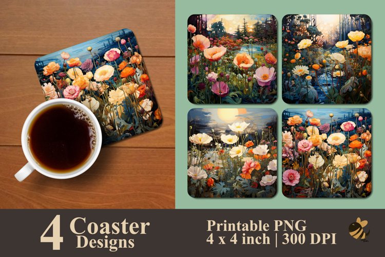 Dancing Garden Coaster Sublimation Designs example image 1