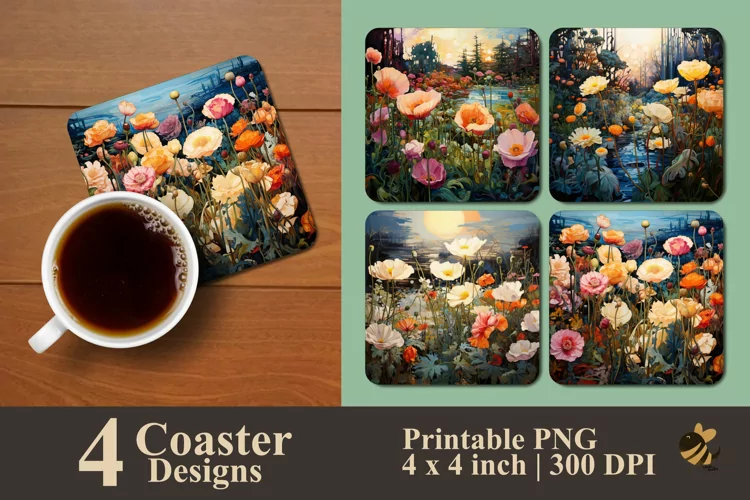 Dancing Garden Coaster Sublimation Designs
