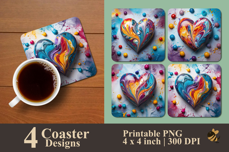 Marble Love Coaster Sublimation Design
