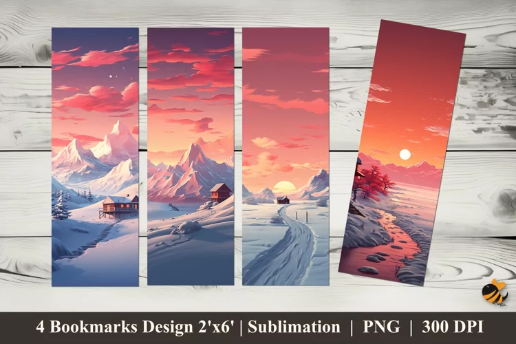 Winter Season Bookmarks Sublimation Design