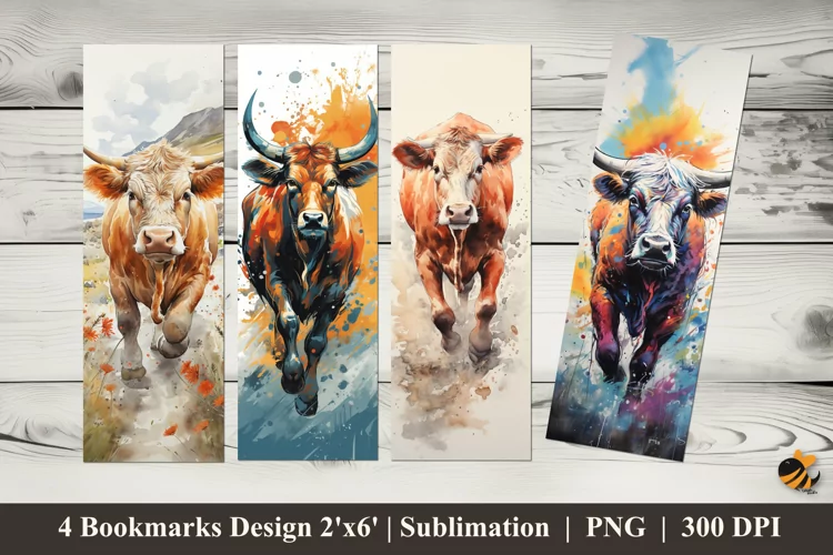 Running Cow Bookmarks Sublimation Design