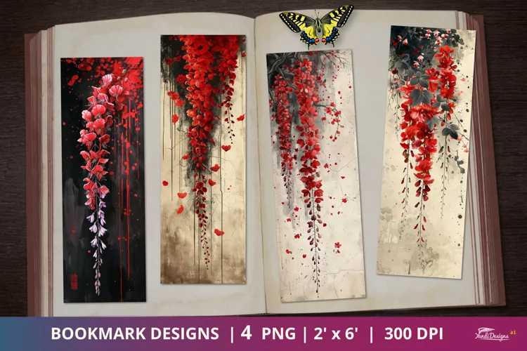 Wisteria Flower Scrapbook Bookmark Designs