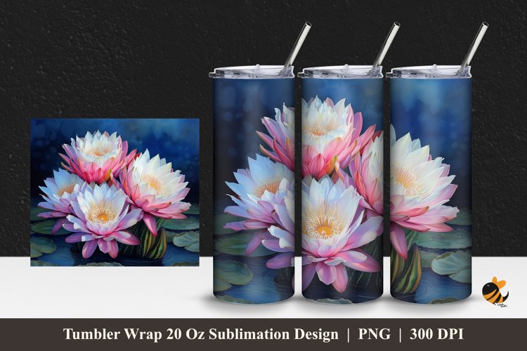 Night Blooming Tumbler Wrap Sublimation Design 1 example image 1
