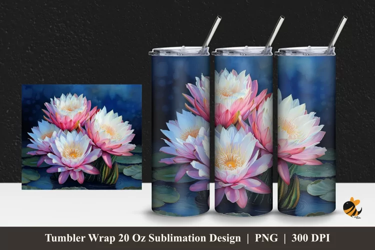 Night Blooming Tumbler Wrap Sublimation Design 1