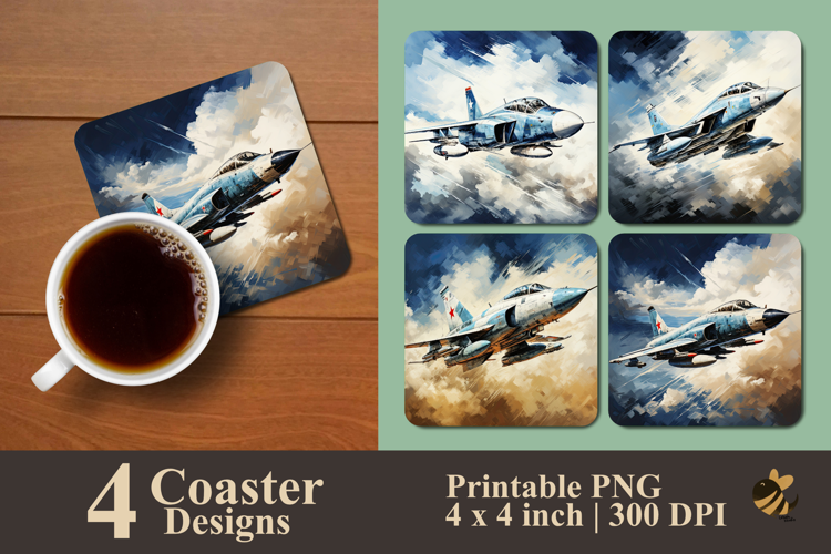 Vintage Jet Coaster Sublimation Design
