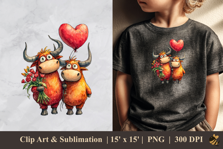 Sweet Buffalo Love DTF Sublimation Clipart Design 1