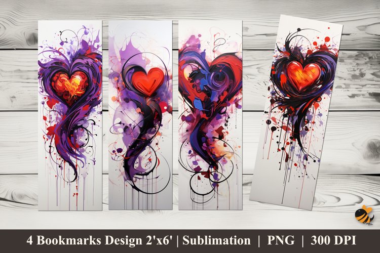 Sparkle of Love Bookmark Sublimation Design example image 1