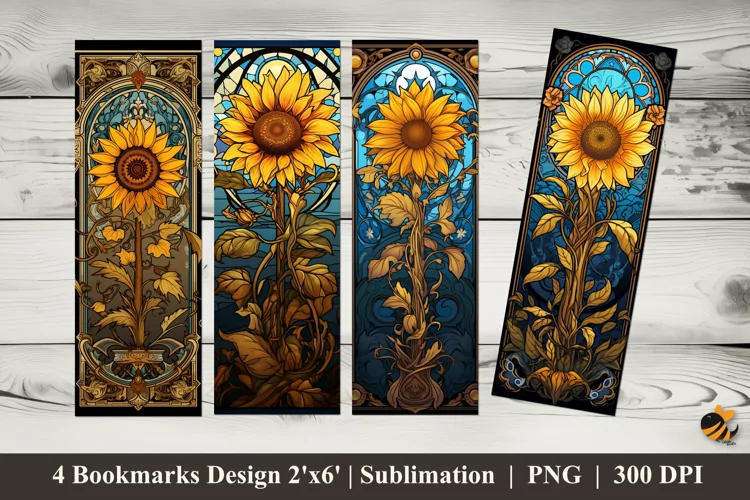 Elegant Sunflower Bookmarks Sublimation Design