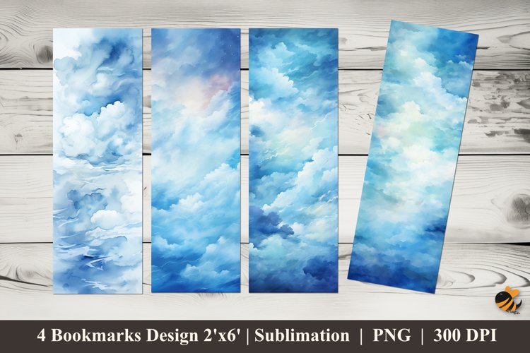 Bright Clouds Bookmarks Sublimation Design example image 1
