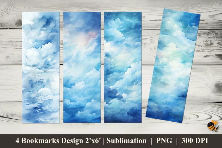 Bright Clouds Bookmarks Sublimation Design