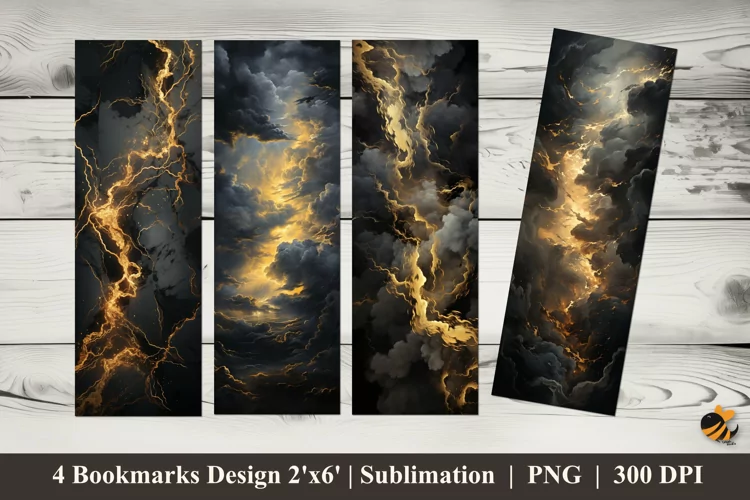 Black Clouds Bookmarks Sublimation Design