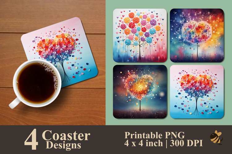 Details of Love Coaster Sublimation Designs example image 1