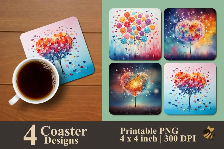 Details of Love Coaster Sublimation Designs
