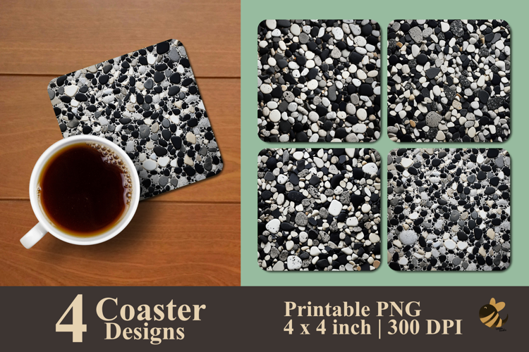 Monochrome Terrazzo Coaster Sublimation Design