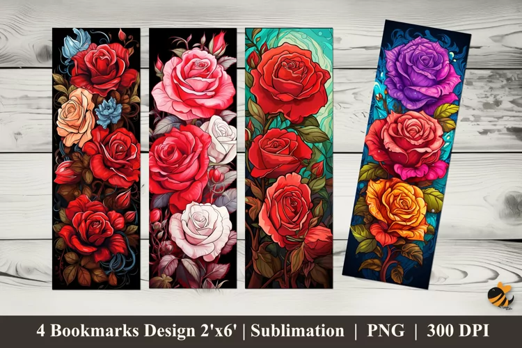 Rose Harmony Bookmarks Sublimation Design