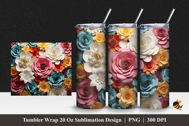 Creative Flowers Tumbler Wrap Sublimation Design 1