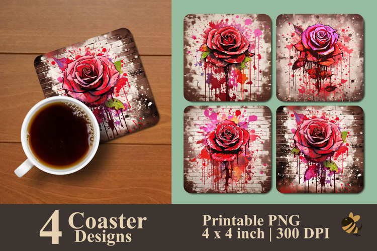 Sable Rose Coaster Sublimation Design