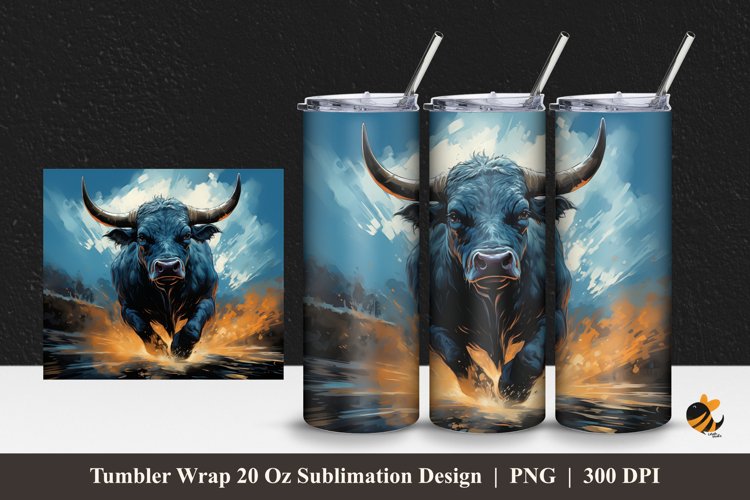 Bull Jumps Tumbler Wrap Sublimation Design 1