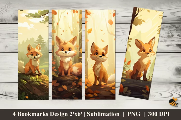 Fox in the Forest Bookmarks Sublimation Design