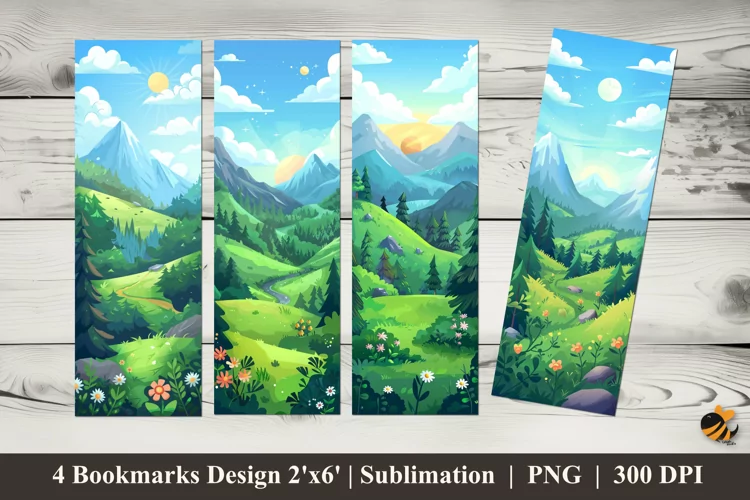 Mountain Bookmarks Sublimation Design