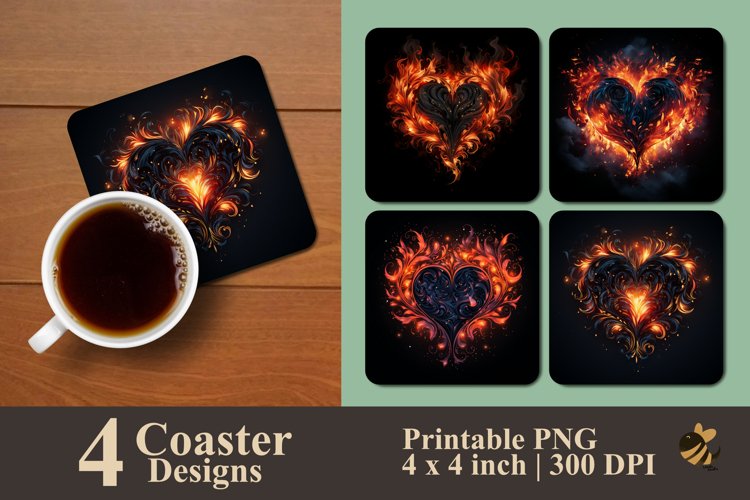 Fire of Love Coaster Sublimation Designs