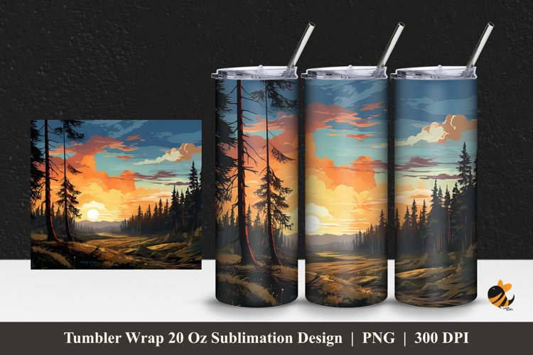 Charm of Tranquility Tumbler Wrap Sublimation Design 1