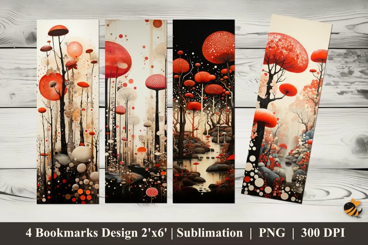 Mushroom Flower Bookmarks Sublimation Design