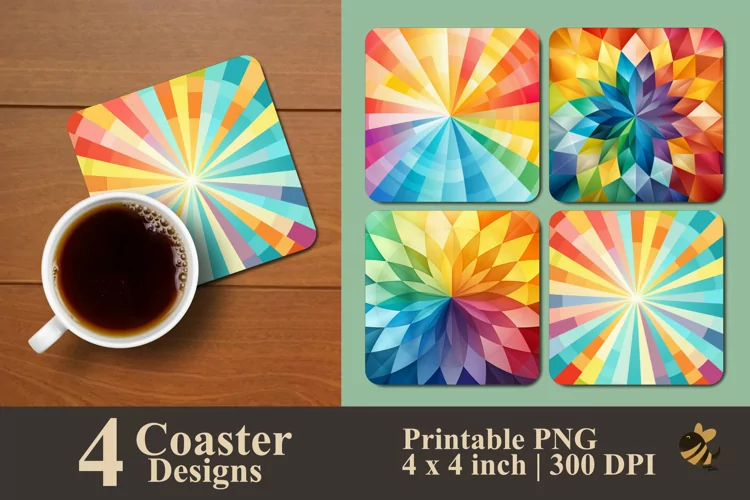 Colorful Stripe Coaster Sublimation Designs